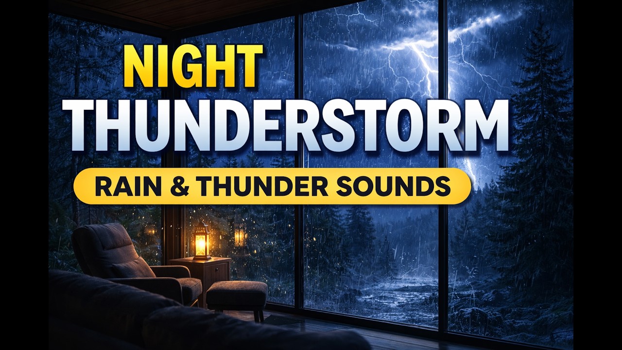 Night Thunderstorm ⛈️ Heavy Rain & Thunder Sounds for Sleep | Relaxing Rain Ambience | 3 Hours