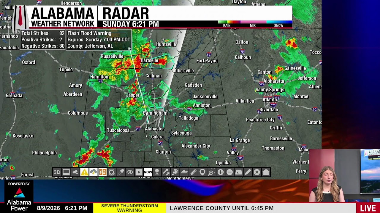 Прямая трансляция Alabama Weather Network о шторме