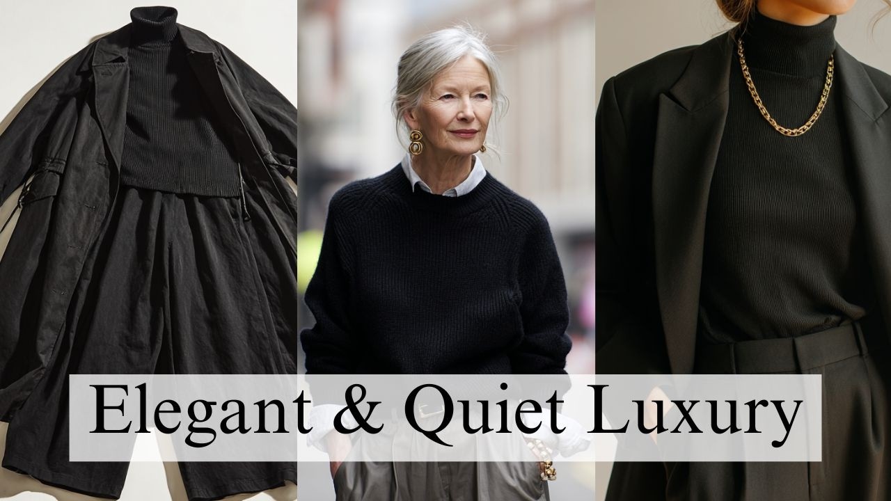 Elegant All-Black Outfits for Women Over 60 | Modern Fashion & Quiet Luxury