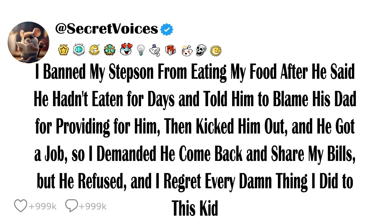 I Banned My Stepson From Eating My Food After He Said He Hadn't Eaten for Days and Told Him to Bl...