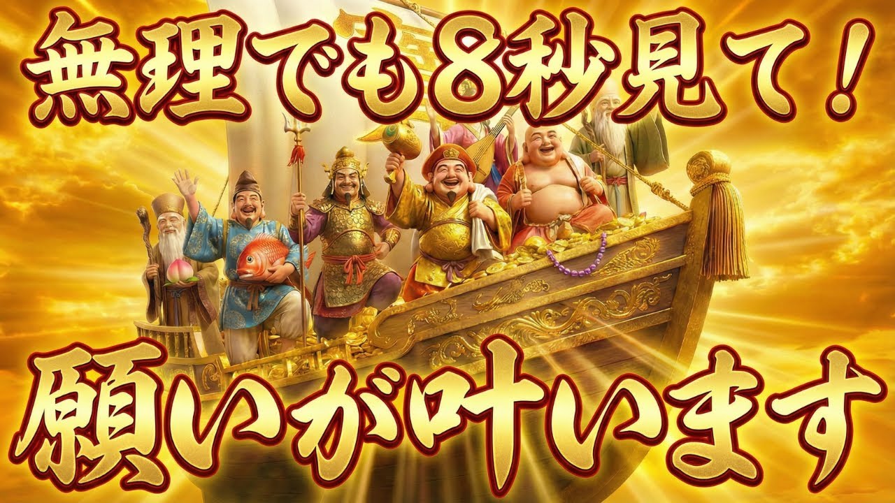 【七福神】※無理でも8秒見て！願いが叶います。黄金の宝船が、あなたの家に到着しました。