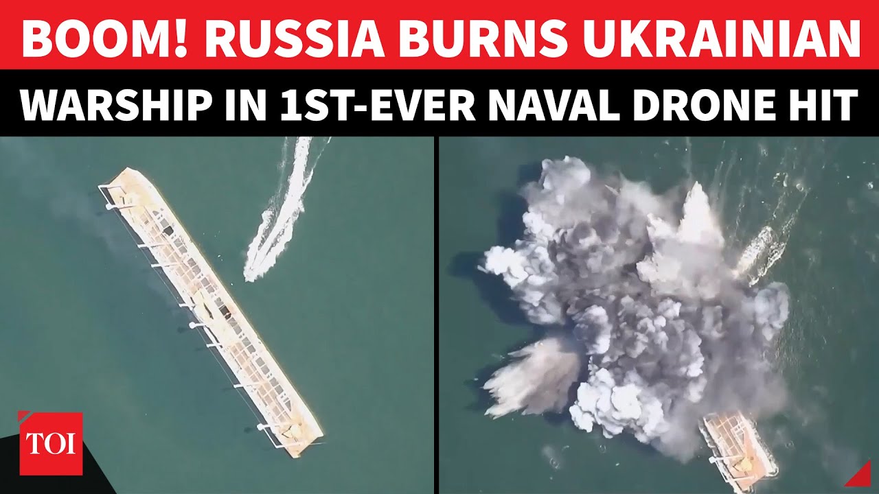 Moment Russia BOMBED Ukrainian Warship; One Of Kyiv’s Largest Ships Gutted In Seconds