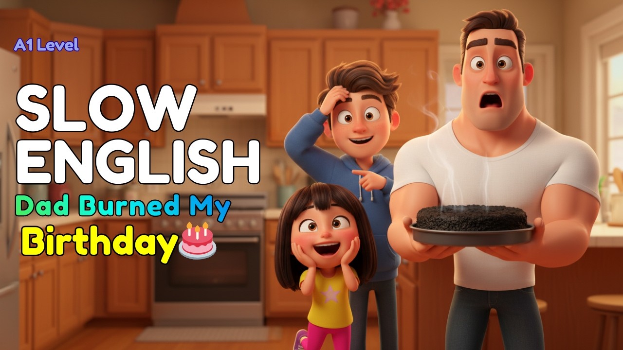 Dad Burned My Birthday Cake 😱What Happens Next? | Slow English A1