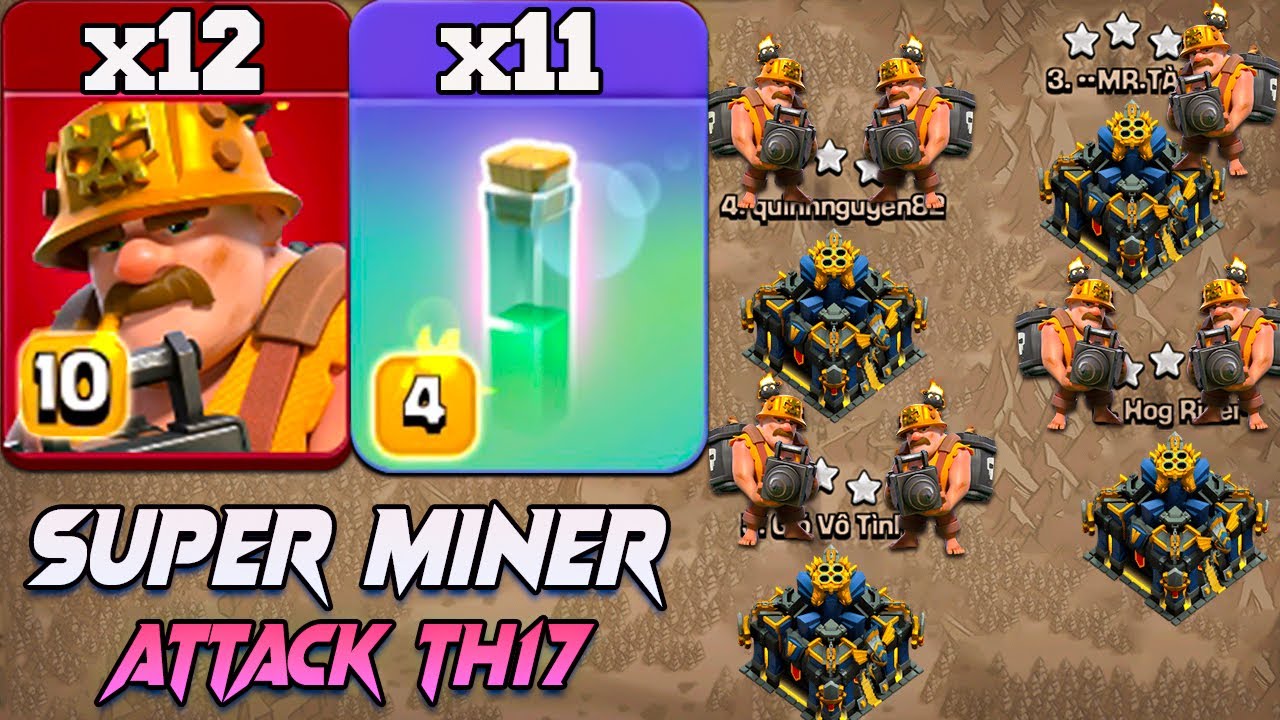 Th17 SUPER MINER Attack is Unstoppable!! Best TH17 Attack Strategy With Super Miner Clash Of Clans