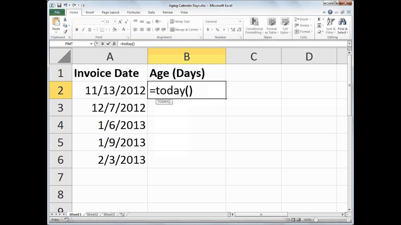 Excel - TODAY Function