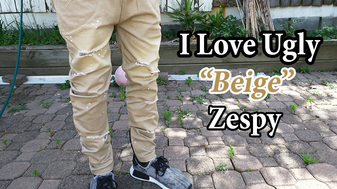I Love Ugly | Distressed Beige ZESPY Pant | Close-up & On Body