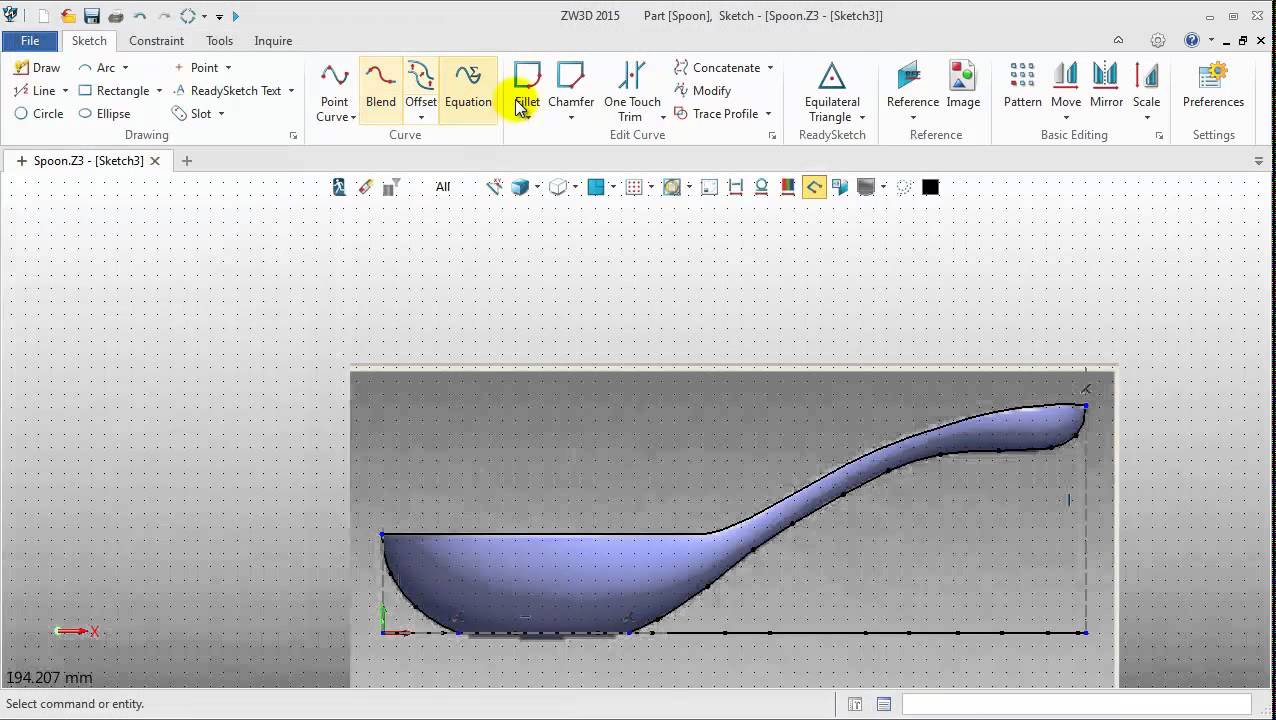 ZW3D Tutorial Wireframe & Surface - Spoon