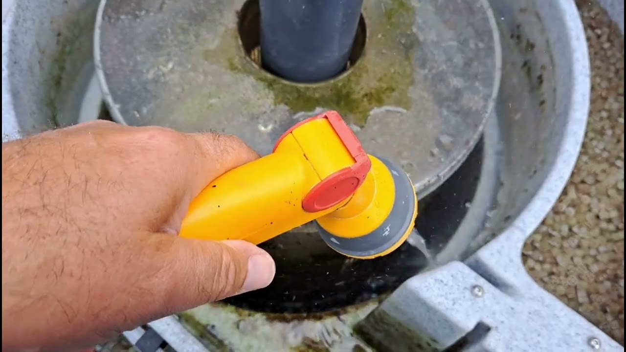 Pump fed Koi pond filter clean
