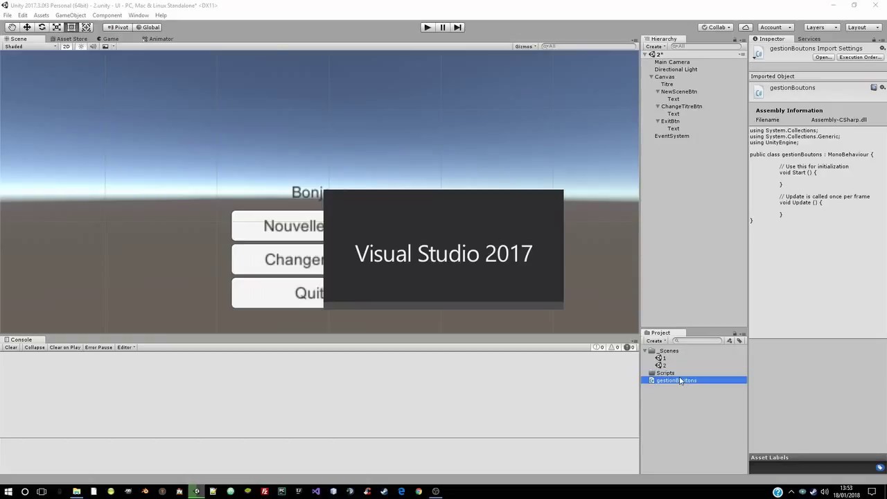 TUTO 3 - UNITY CAFE - FR - UI Menu