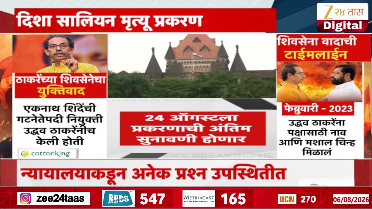 Disha Salian Case | दिशा सालियन मृत्यू प्रकरण;न्यायालयाने पोलिसांना फटकारलं | Zee24Taas