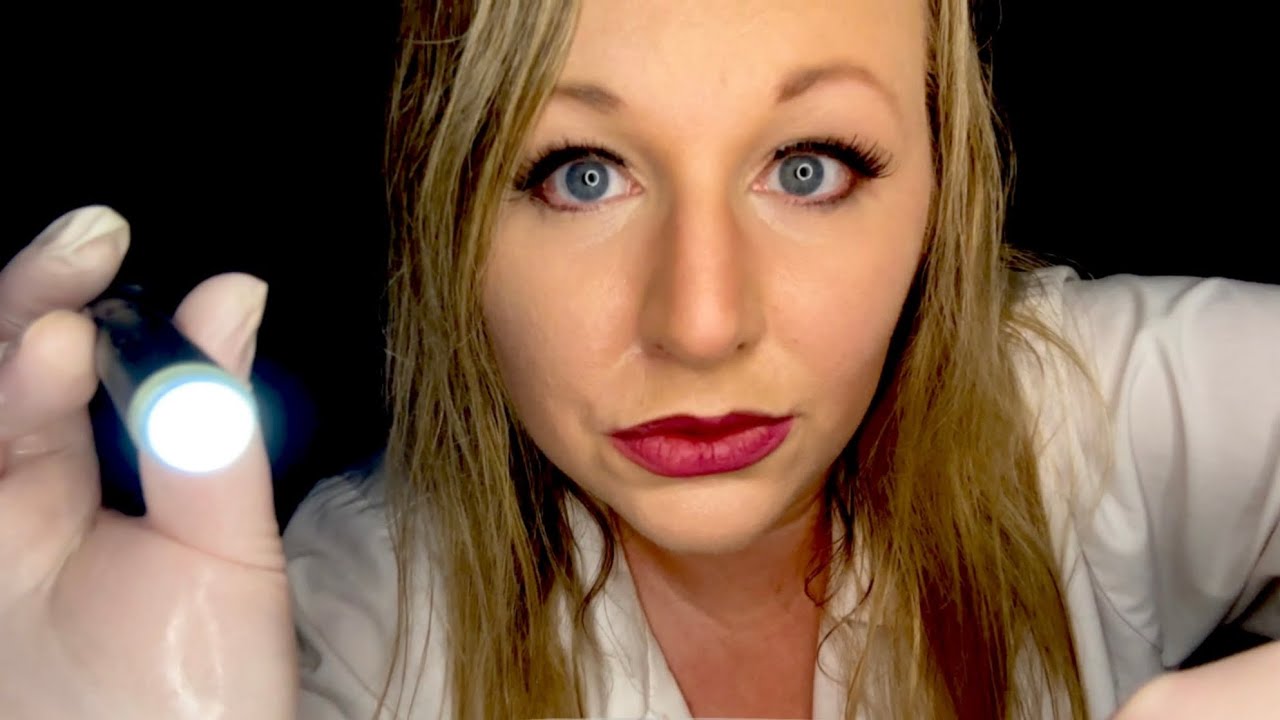 ASMR Eye Exam For Swimmer’s Eye | Latex Gloves | Pen Light | Whispering