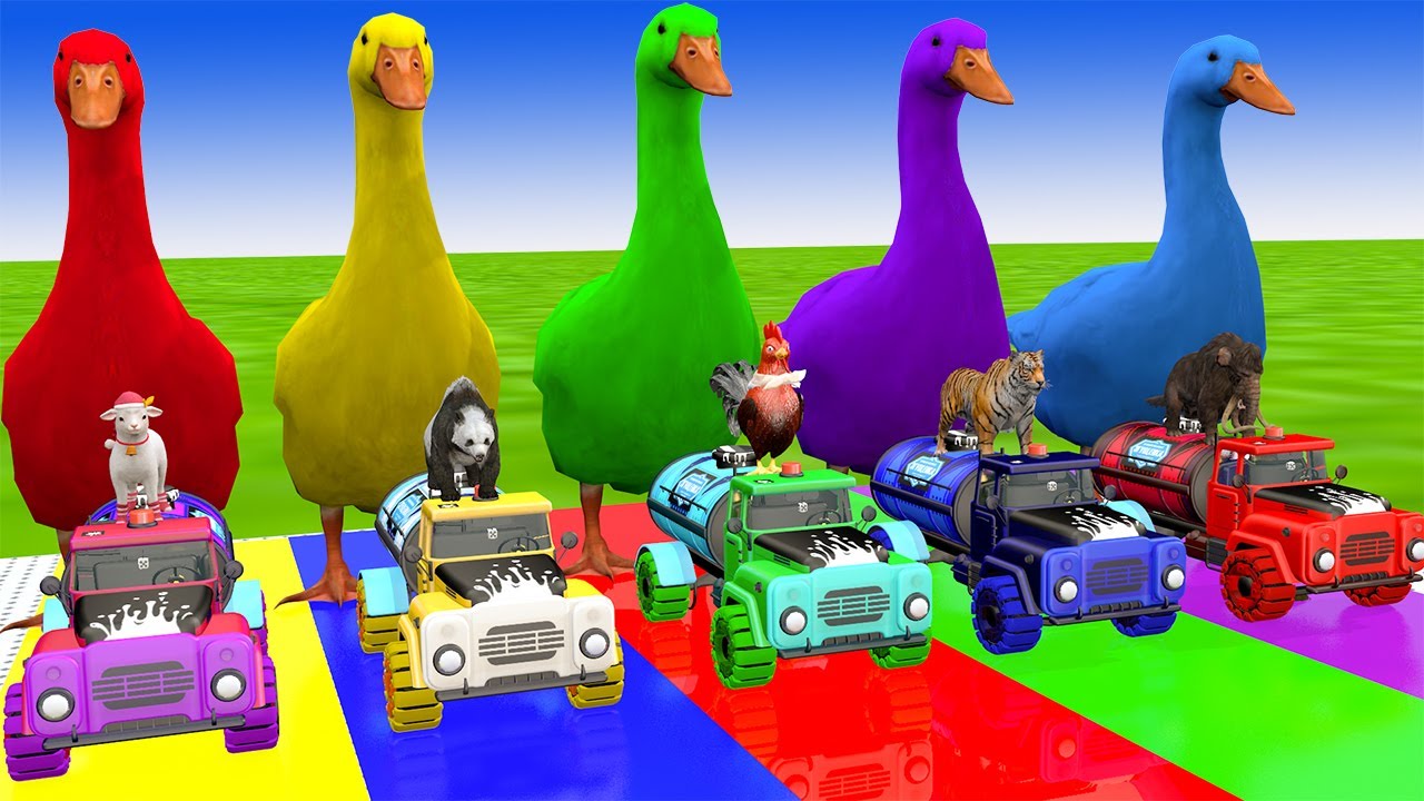 Long Slide Game with Cow Elephant Gorilla Hippopotamus Tiger 3d Animal Game Funny 3d Animals