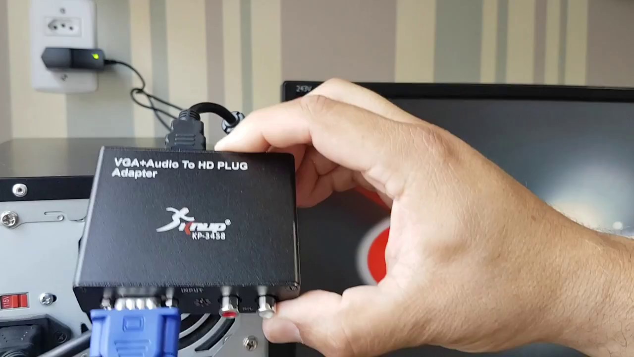 Como ligar computador em TV de LED LCD com Conversor VGA para HDMI
