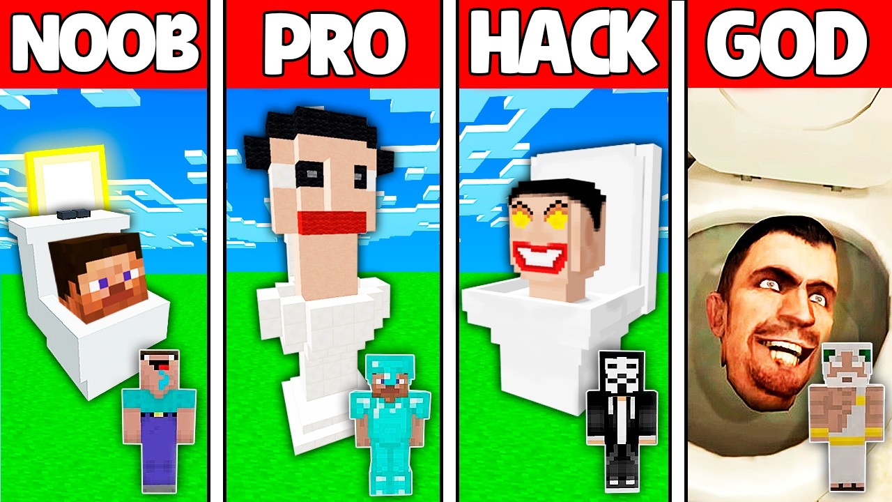 Minecraft Battle: NOOB vs PRO vs HACKER vs GOD! SKIBIDI TOILET BUILD CHALLENGE in Minecraft