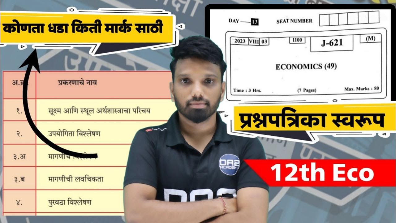 Economics questions paper pattern | chapterwise marks | 12th economics DA2 | प्रश्नपत्रिका स्वरूप