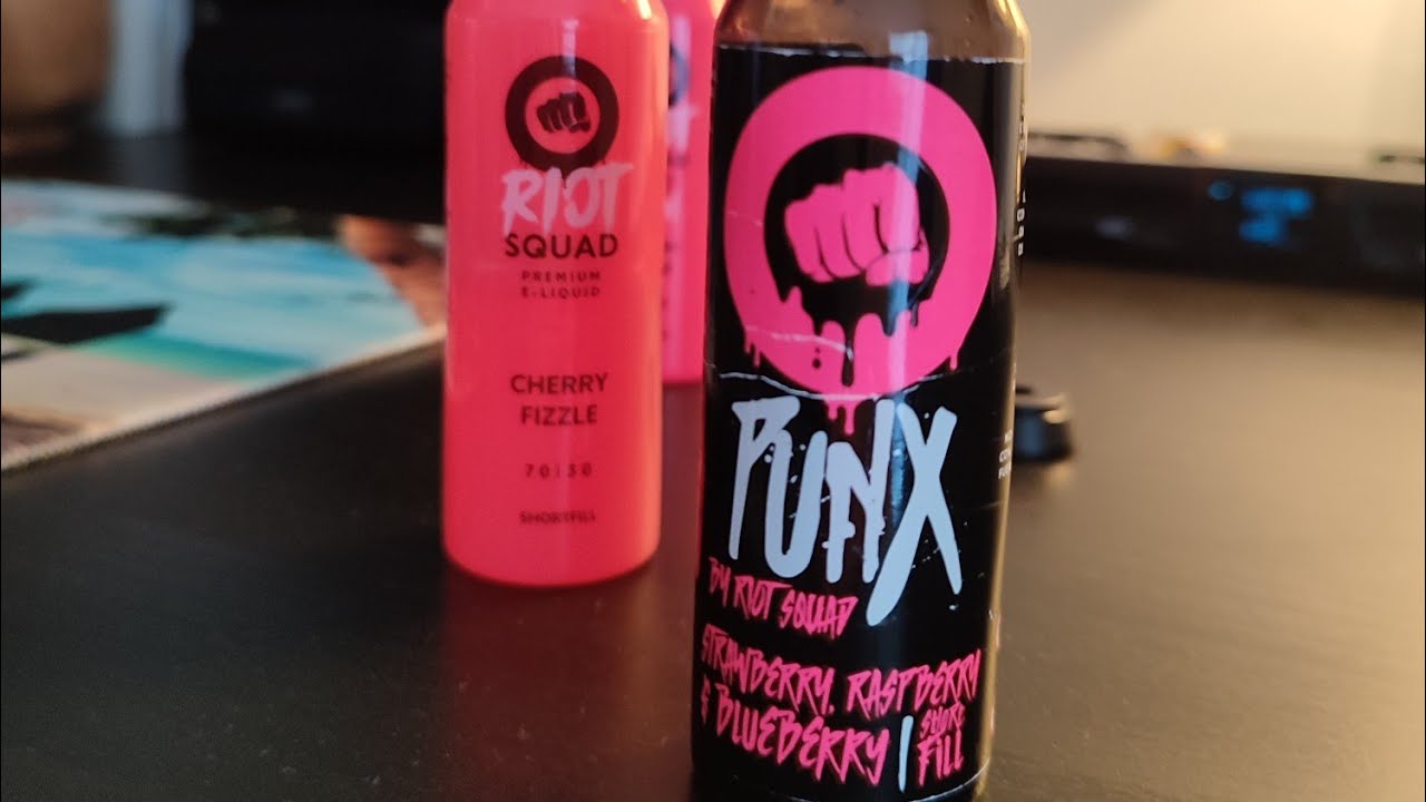 Riot Squad,eliquid,, Cherry 🍒 Fizzle,& PUNX, Strawberry raspberry blueberry