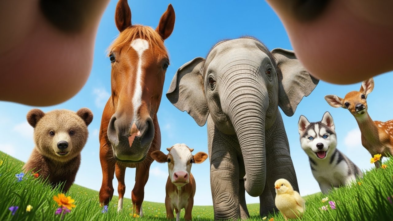 Cute Farm Animals: Sheep, Goat, Cow, Chicken, Rabbit, Pig, Duck, Buffalo, Dog, Parrot – Animal Video