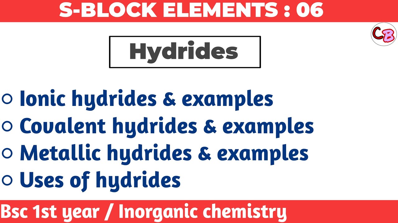 Hydrides of s - block elements || S - Block element bsc 1st year inorganic chemistry | by chemboost