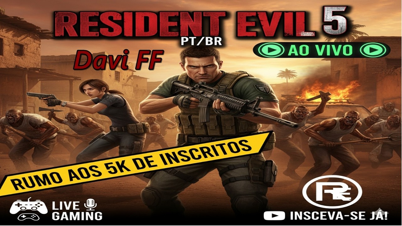Resident Evil 5 PT/BR 🟢AO VIVO 🟢RUMO AOS 5K DE INSCRITOS ‪@equipesintonia@DaviFF1