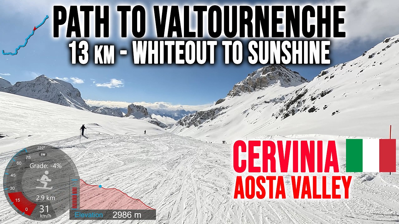 [4K] Skiing Cervinia, Path to Valtournenche - Whiteout to Sunshine, Aosta Valley Italy, GoPro HERO13