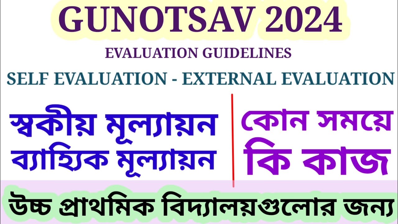 SCHEDULE OF SELF EVALUATION & EXTERNAL EVALUATION | UPPER PRIMARY SCHOOL | GUNOTSAV 2024