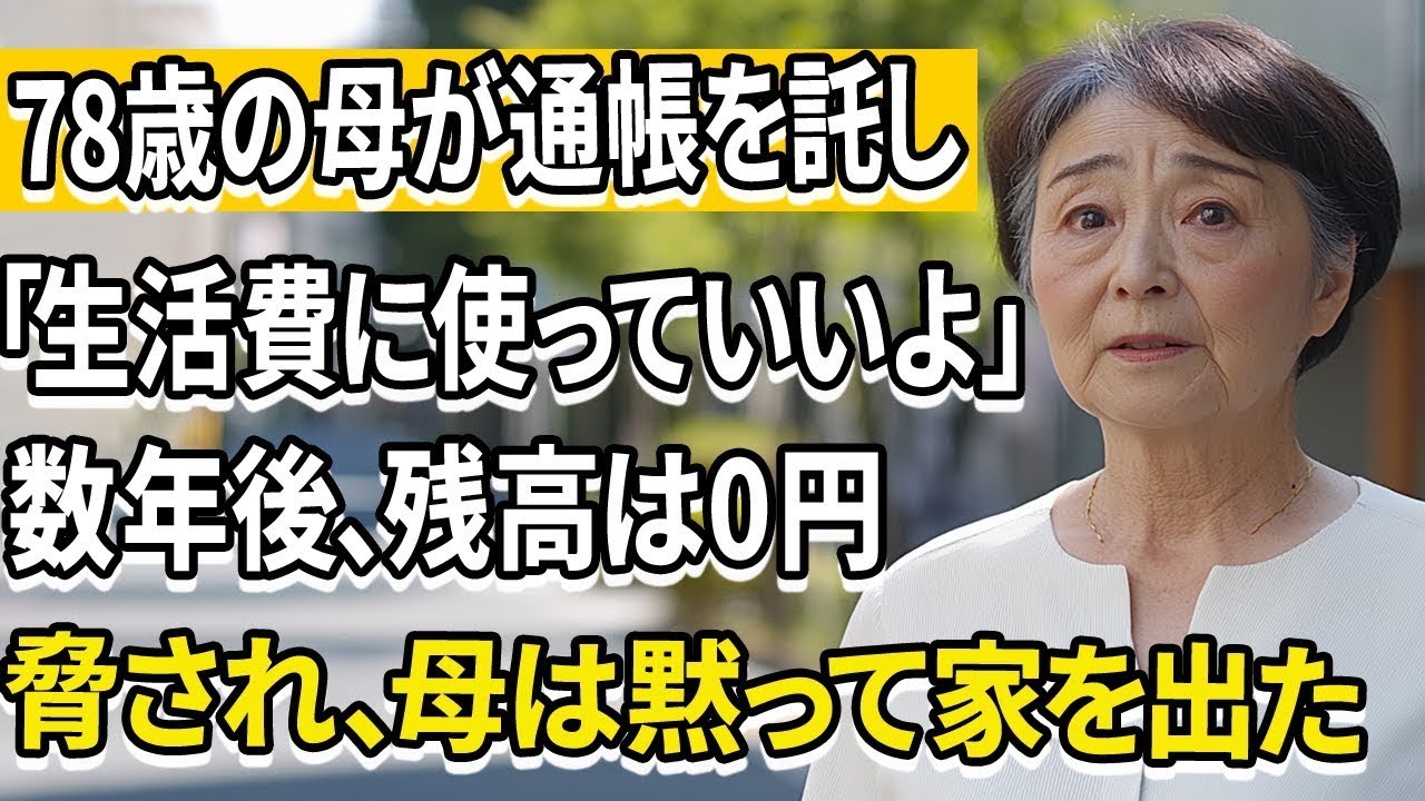 78歳の母、「生活費に使って」と通帳を預けた——数年後、残高ゼロで家を出た日、親子の信頼は完全に崩れていた。
