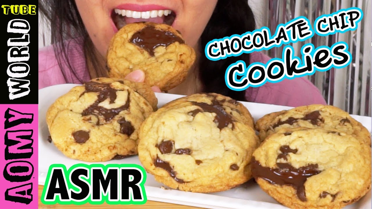 ASMR Homemade Chocolate Chip Cookies with Milk | Eating Sounds | AomyWorldTUBE | YUMMY ❤
