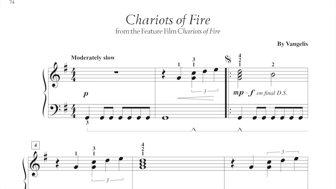 Chariots of Fire (page 74, Adult Piano Adventures Popular Book 1)