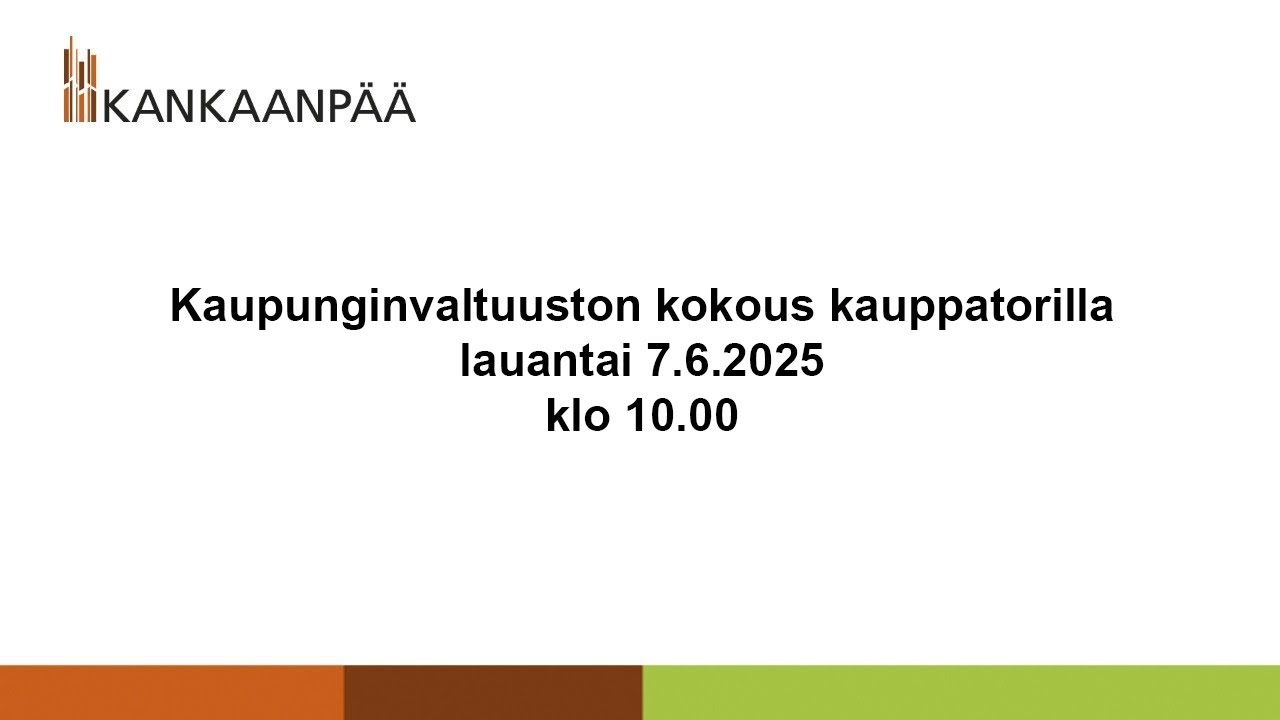 Kankaanpään kaupunginvaltuuston kokous kauppatorilla la 7.6.2025 klo 10.00