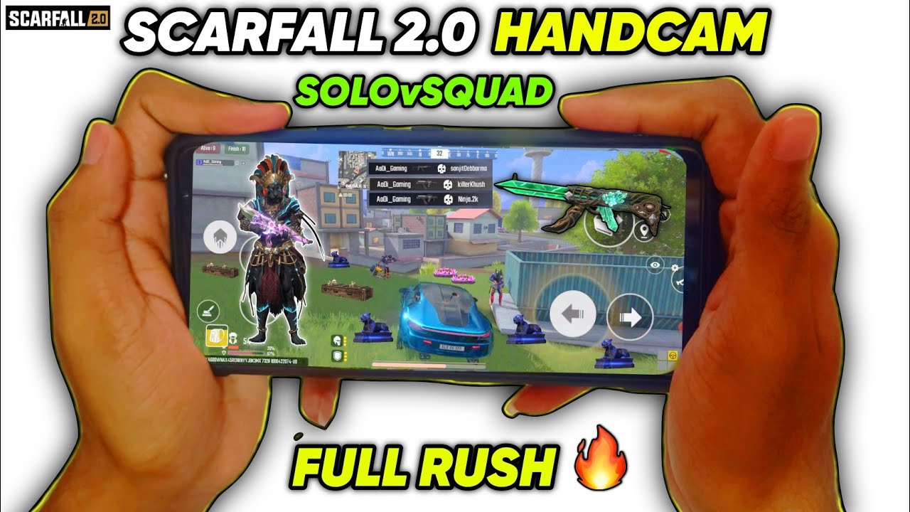 SCARFALL 2.0 HANDCAM GAMEPLAY VIDEO | SOLOvsSQUAD FULL RUSH | LAST ZONE INTENSE MOMENT 🤯 