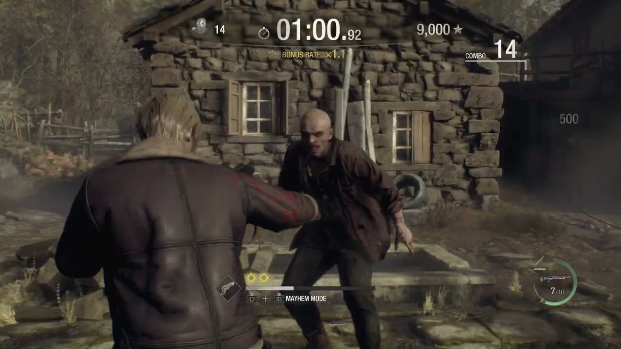 Resident Evil 4 Remake The Mercenaries - PS5 Default Game Settings: The Village Map: Leon Gameplay