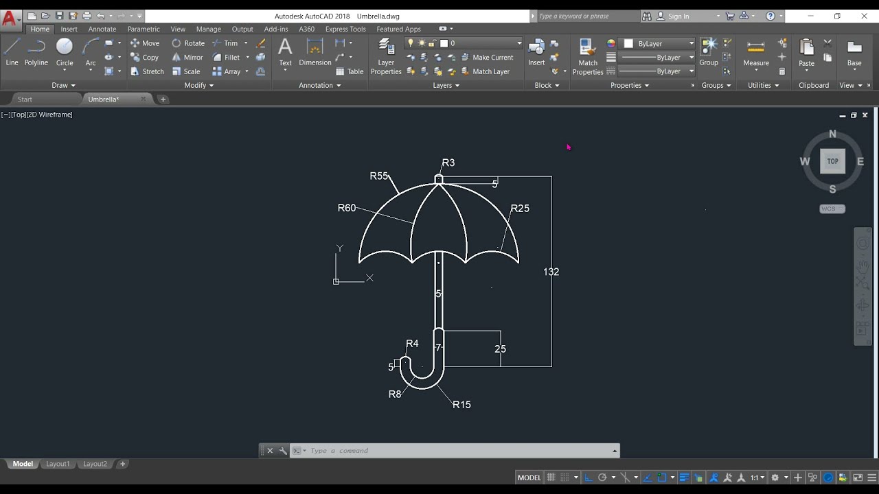 AutoCAD Tutorial - How to Draw an Umbrella