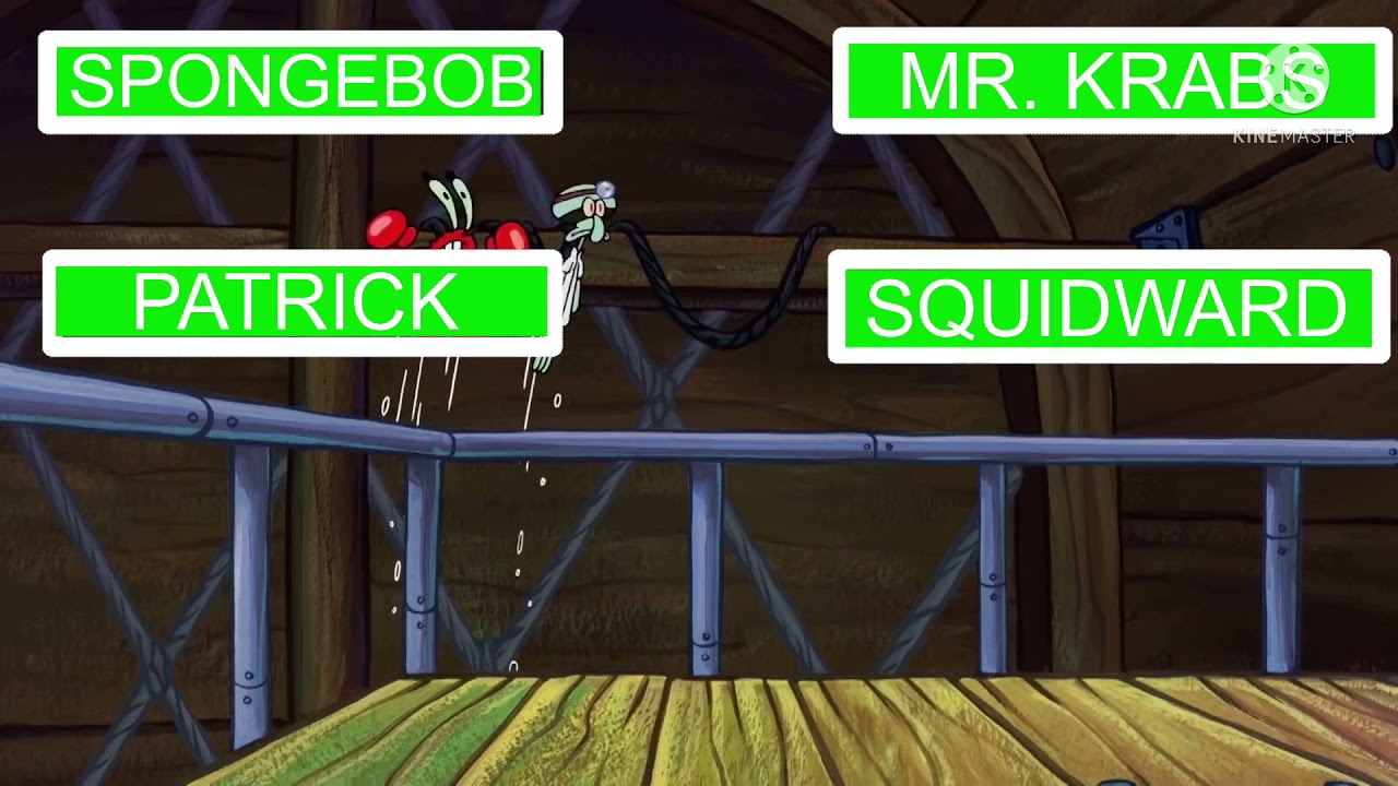 Spongebob & Patrick vs. Mr. Krabs & Squidward With Healthbars!