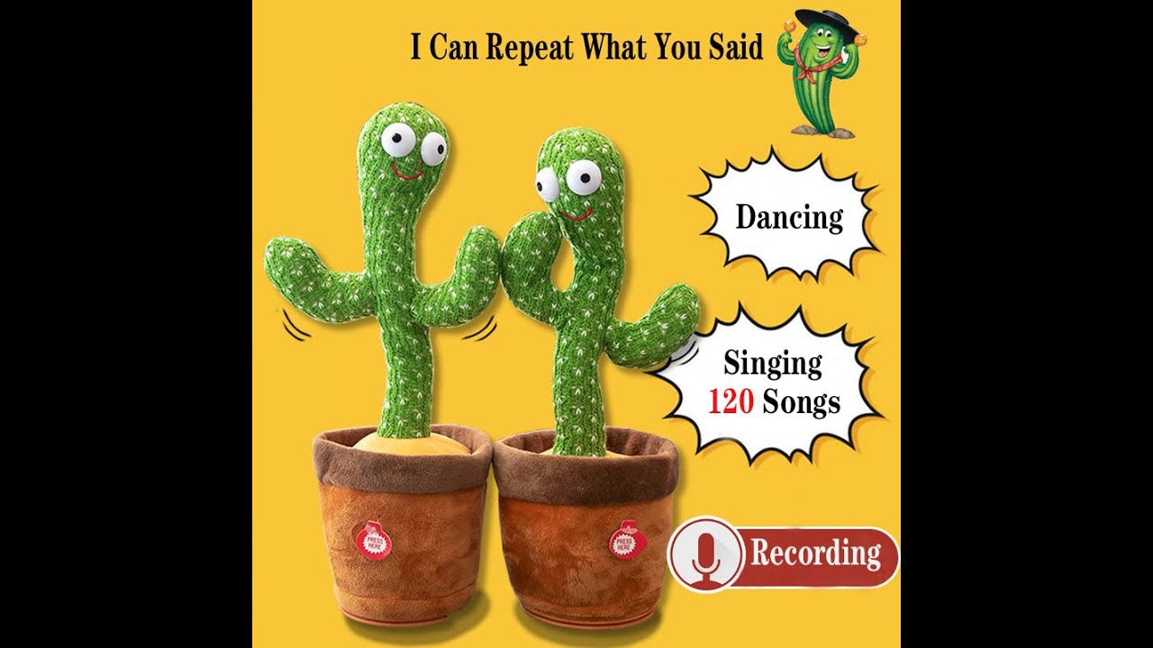 Lovely Dancing Cactus Talking Toy USB Charging Sound Record  Kids Education Toys Gift