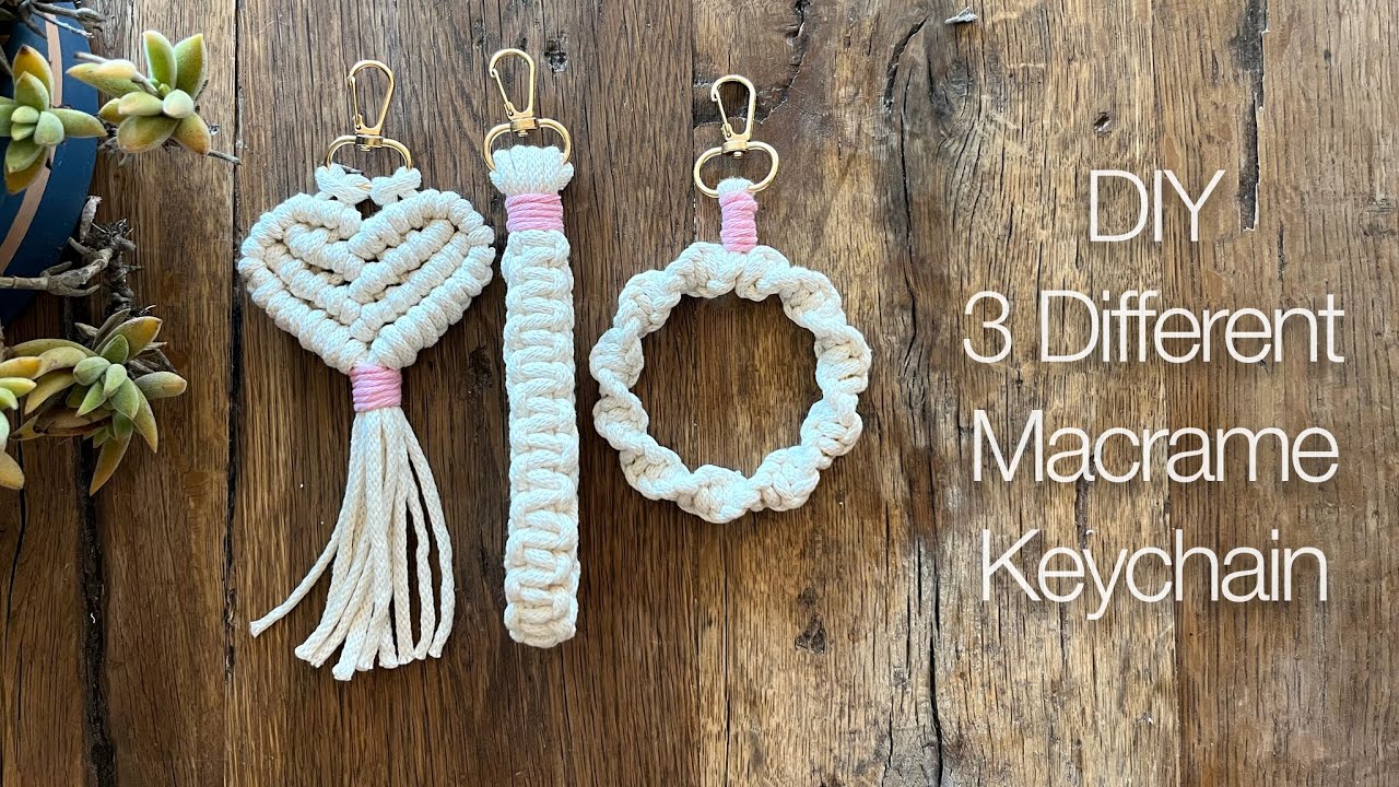 Сделай сам | 3 разных брелка в стиле макраме | Пошаговое руководство для начинающих