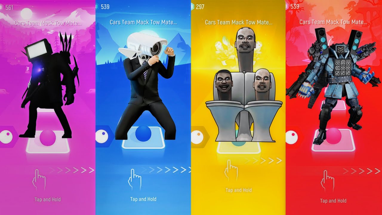 🎶 Who Will Win? Skibidi Toilet🆚TITAN CAMERAMAN🆚TITAN SPEAKERMAN🆚TV MAN- Tiles Hop EDM Rush Gameplay.