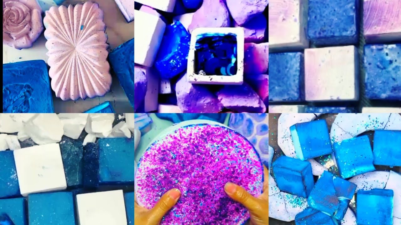 💙💜🤍Crunchy Soft & Dusty Gym Chalk Mix Crushes Compilation | Satisfying | ASMR #gymchalkcrushing  