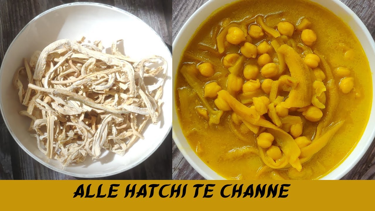 Kashmiri Alle Hatchi Te Channe | Sukhi Lauki Aur Channa | Sun Dried Bottle Gourd with Chickpeas