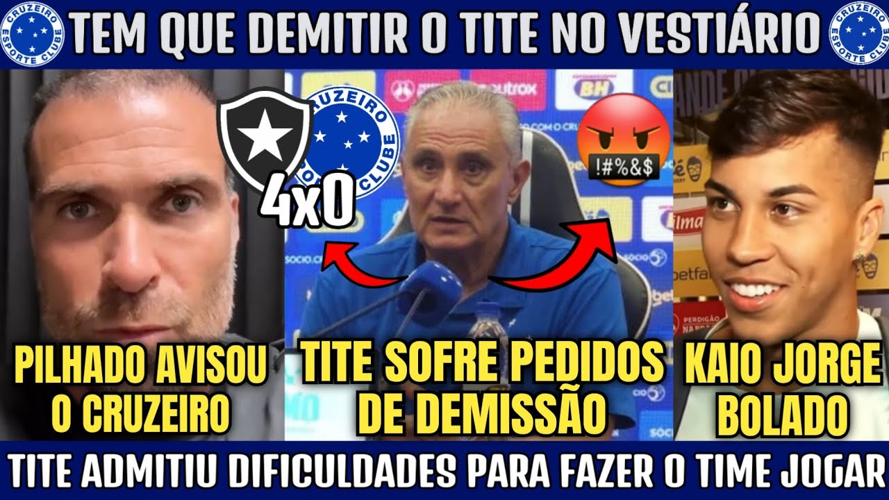 ACORDA PEDRINHO : PILHADO ACABOU COM O TITE APÓS GOLEADA SOFRIDA PELO CRUZEIRO! KAIO JORGE FALOU.