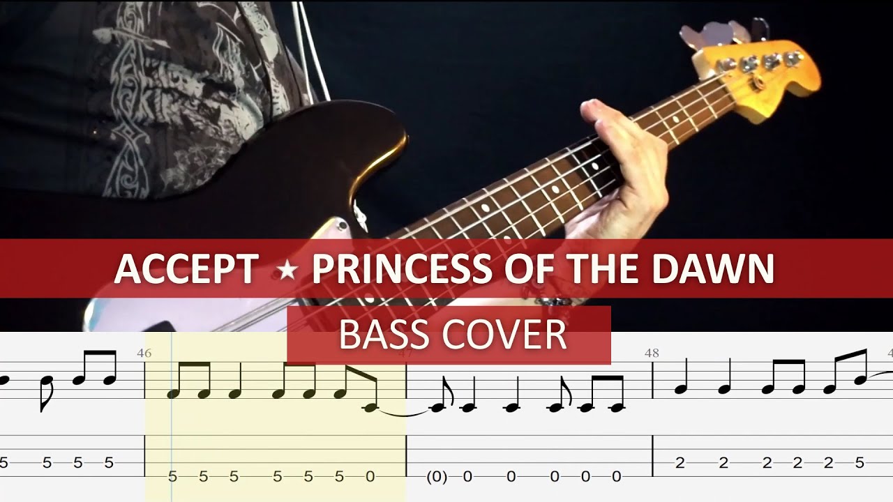 Accept - Princess of the dawn / bass cover / playalong with TAB