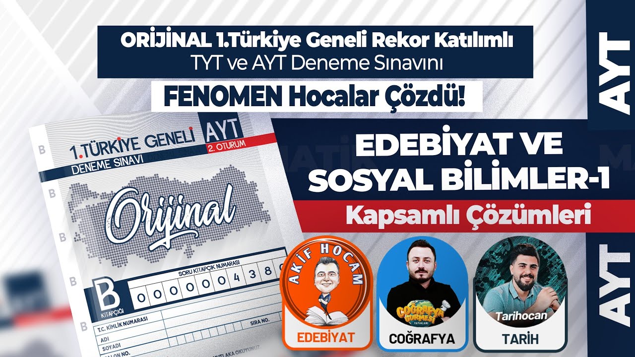 Orijinal Yayınları Türkiye Geneli Denemesi AYT Sosyal Bilimler 1 Çözümleri @akifhocam