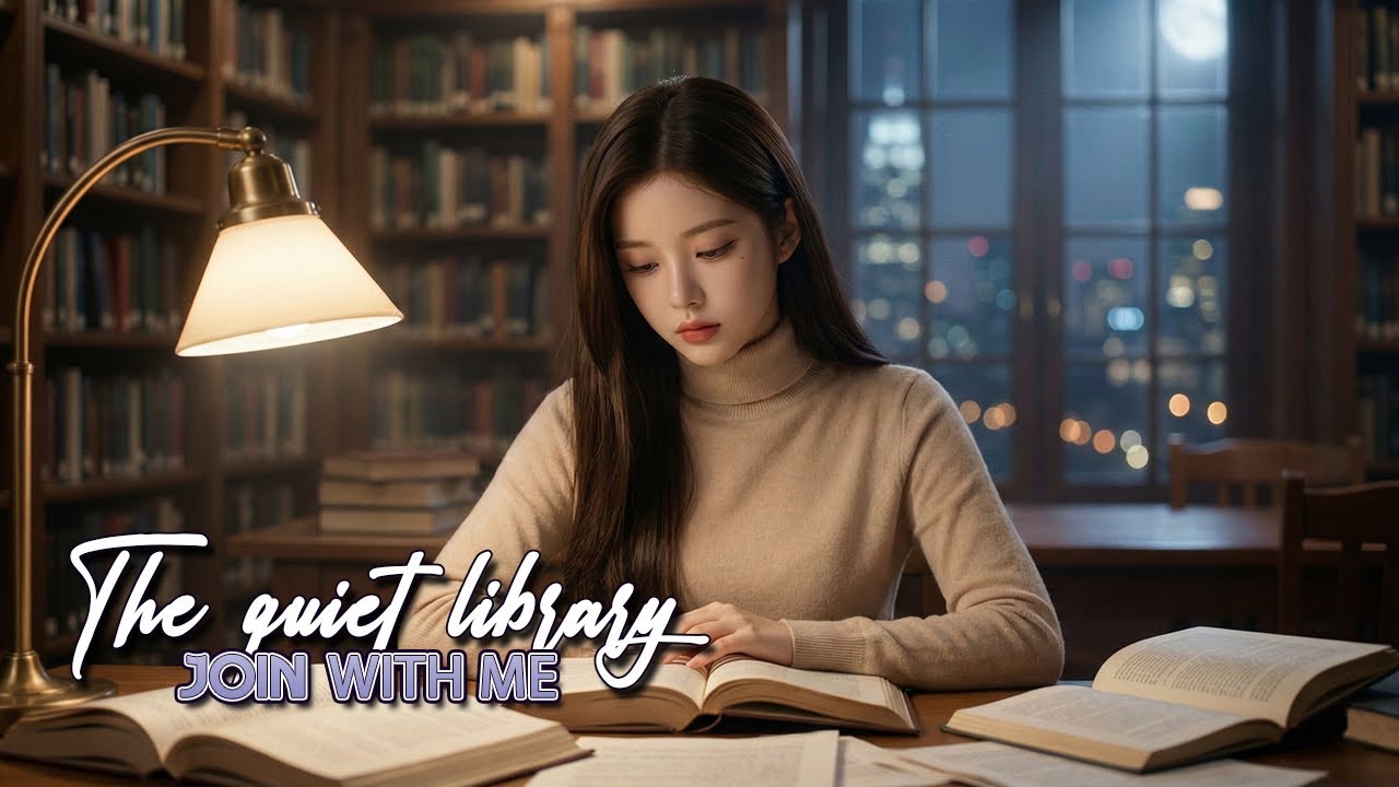The library is finally quiet tonight | Dark Academia Library Ambience & Rain Sounds (Study With Me)
