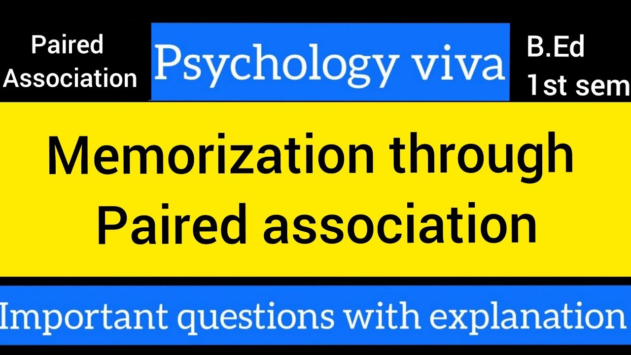 Paired association practical viva question ||memorization through paired association ||let's revise