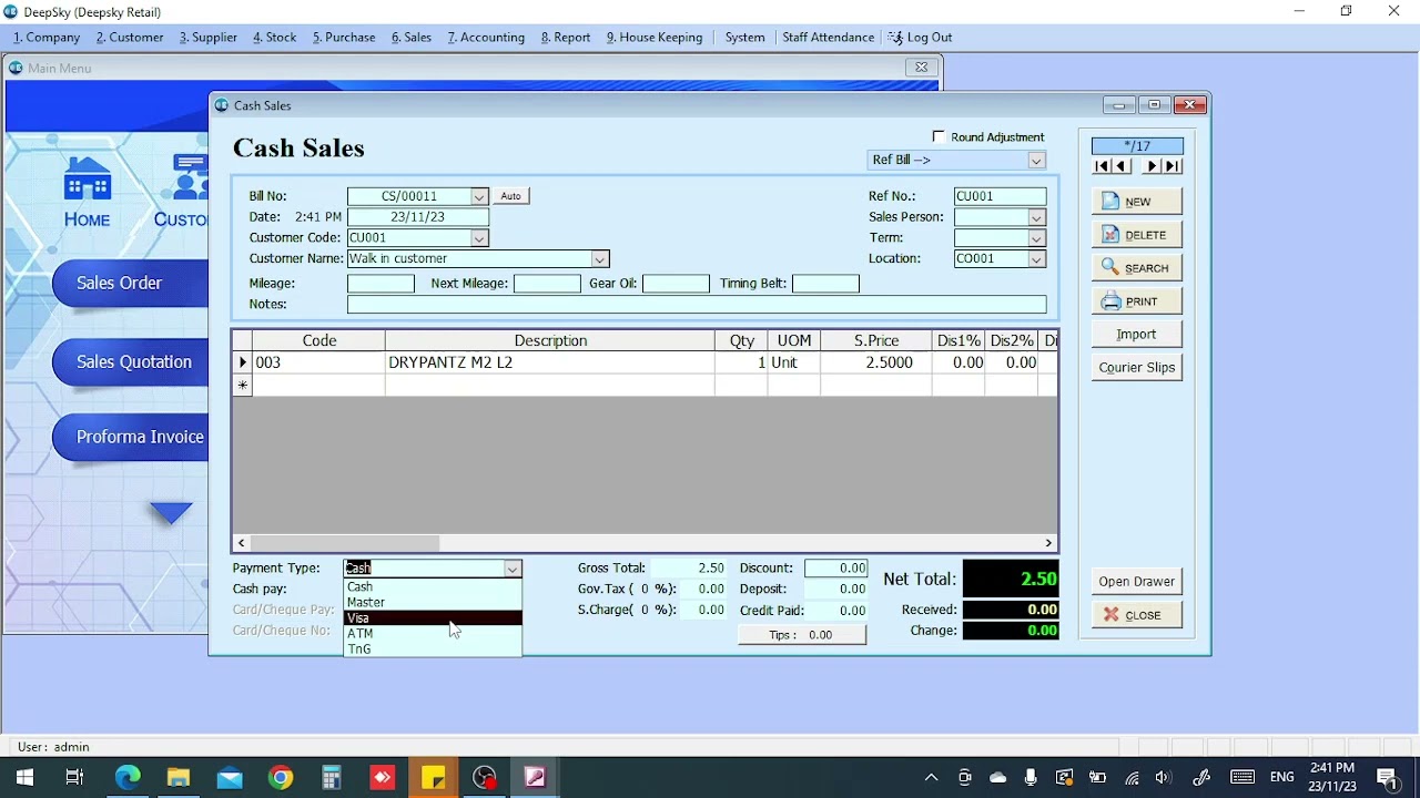 DSBS - when customer paid by card or ewallet in cash sales (mandarin)