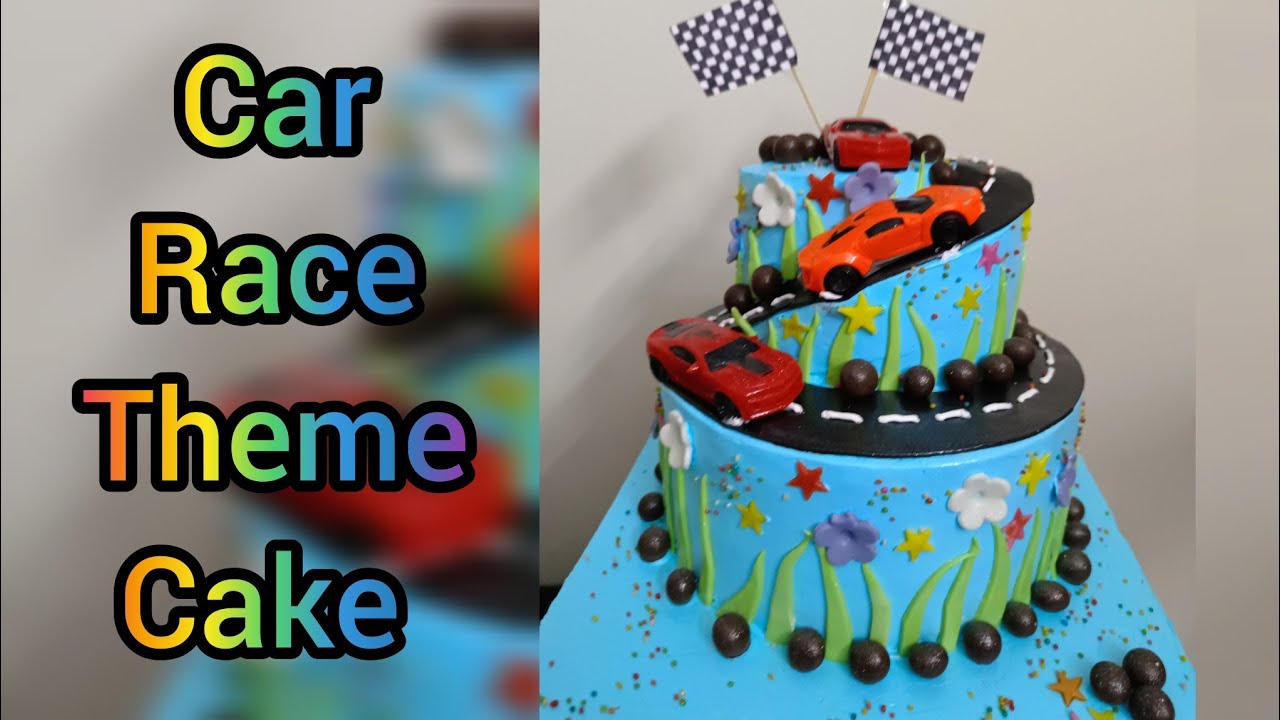 2 Tier Car Race theme cake 🎂 #customizecake #cake #cookingwithmani's #cakedecoration