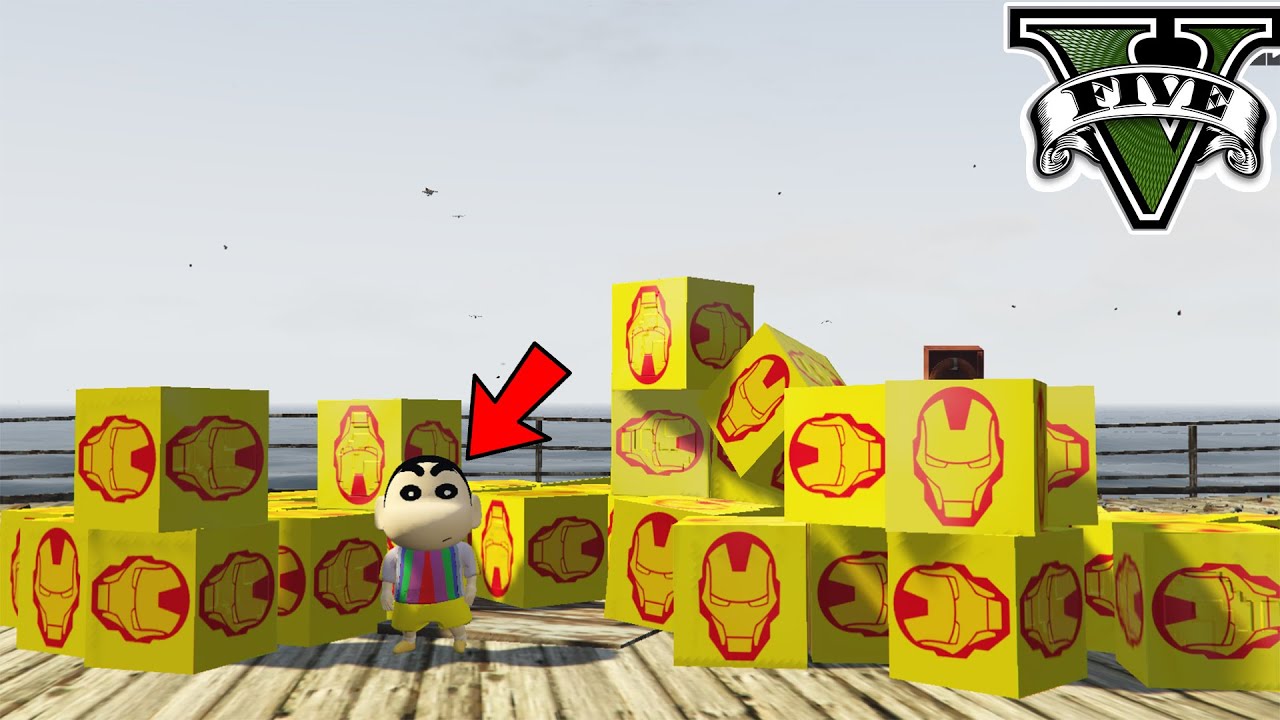 GTA 5 : SHINCHAN OPENING IRON MAN LUCKY BOXES IN GTA V ! (PART 1)