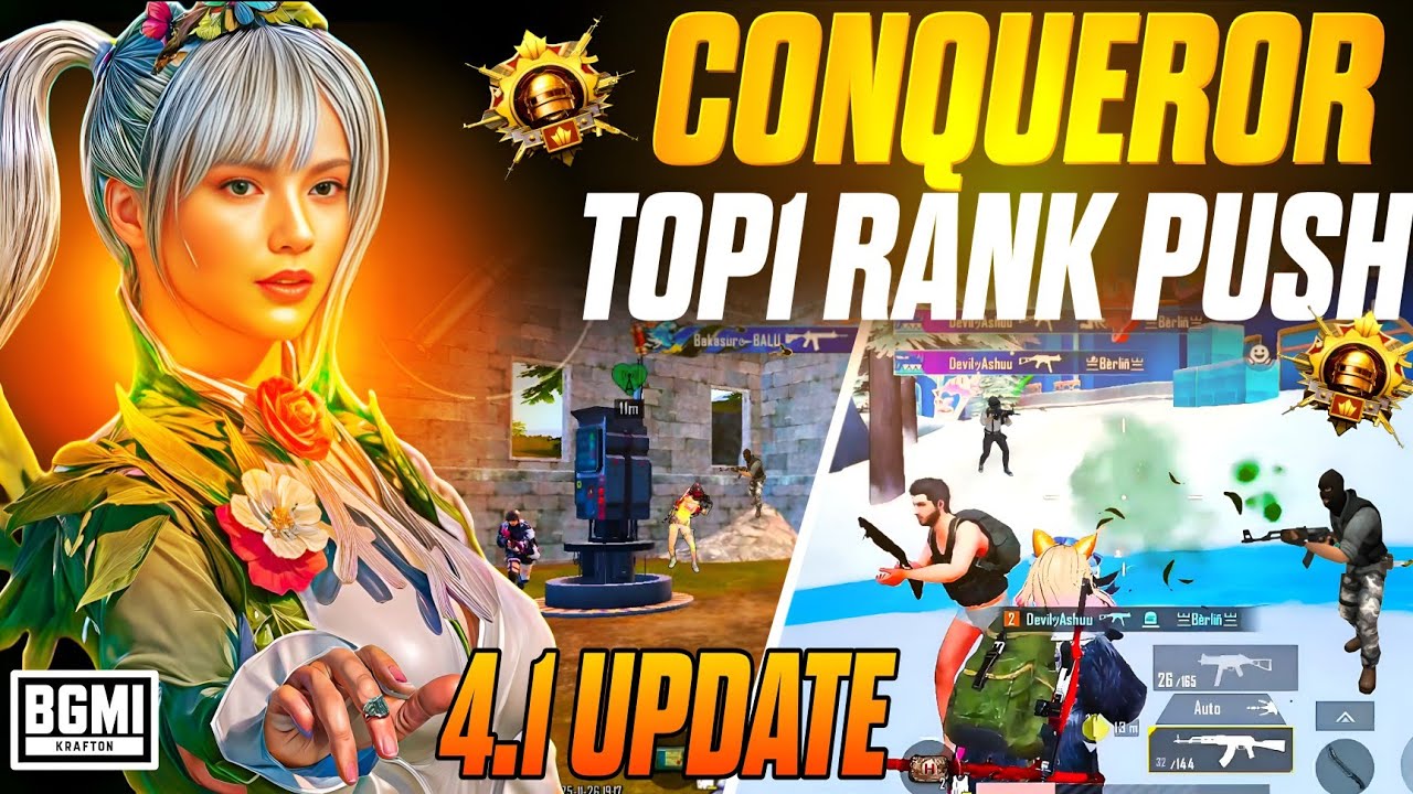 BGMI 4.1 Update | Conqueror Topi Rank Push 🔥 Best Strategy & Intense Gameplay!