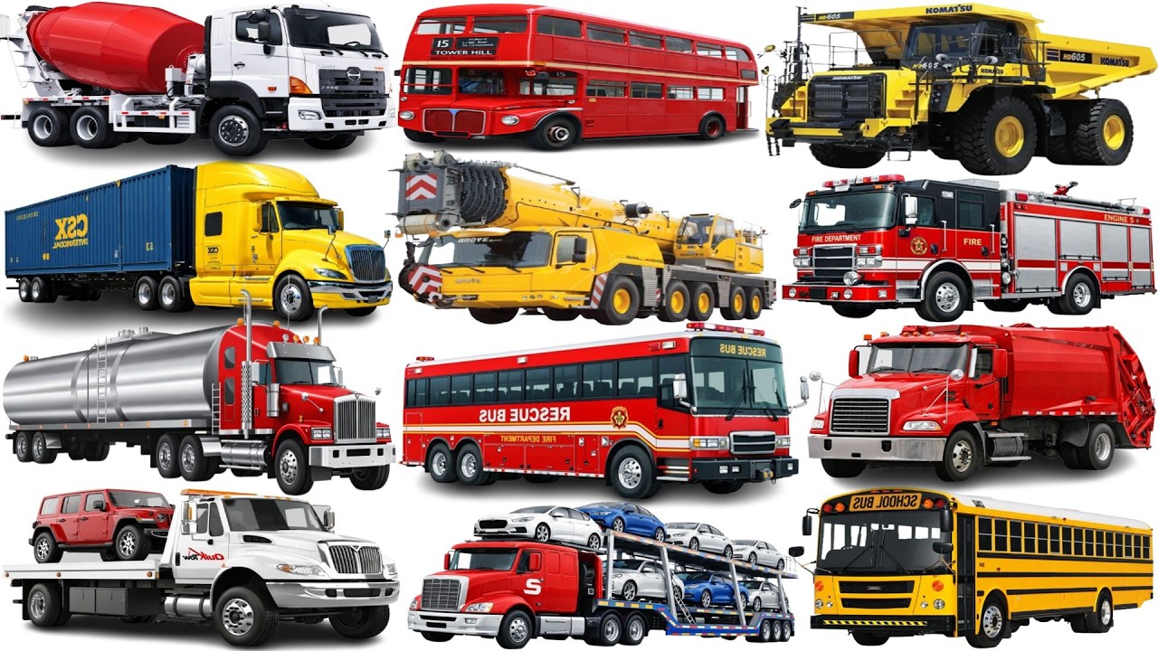 12 Vehicles Truck | Vehicle Names for kids to learn.