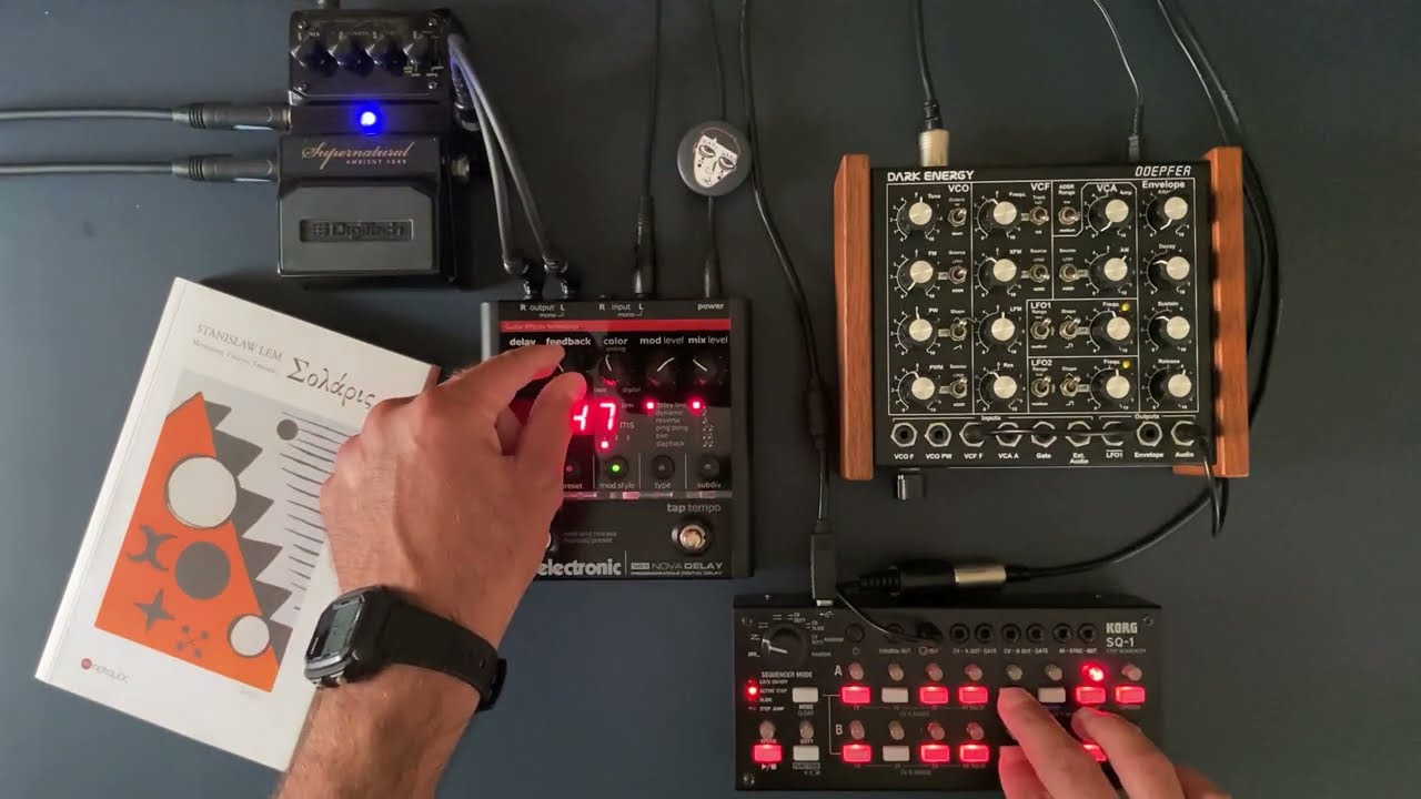 Korg SQ-1 sequencing Doepfer Dark Energy (with TC Electronic ND-1 & Digitech Supernatural)