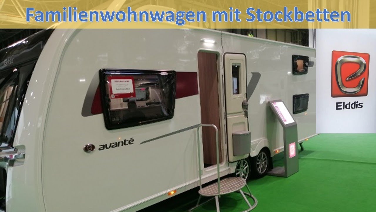 Englischer Familien Wohnwagen mit Stockbetten:  Elddis Avante 868  NEC Birmingham 2023